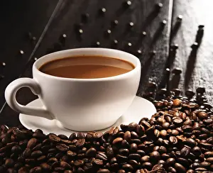 Coffee Composition Prints: Composition with cup of coffee and beans