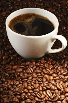 Coffee Composition Prints: Composition with cup of coffee and beans
