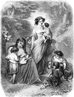 Vintage Engraving Prints: Composition and design of Tony Johannot