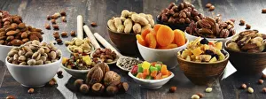 Balanced Diet Food Prints: Composition with dried fruits and assorted nuts