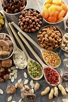 Vegan Diet Inspiration Prints: Composition with dried fruits and assorted nuts