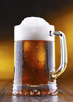 Alcoholic Beverage Prints: Composition with glass of draught beer