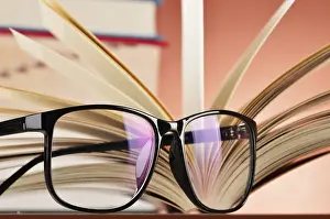 Composition With Glasses And Books Prints: Composition with glasses and books on the table