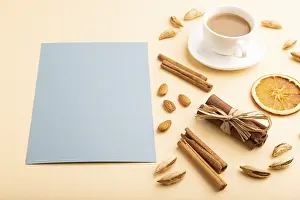 Coffee Tableware Setup Prints: Composition with gray paper sheet