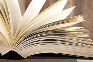 Education Background Prints: Composition with hardcover book in the library