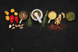 Mixed Spices Prints: Composition with mixture of peppers
