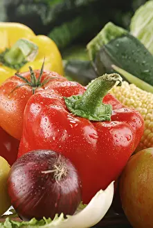 Healthy Breakfast Meal Prints: Composition with raw vegetables