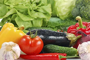 Balanced Diet Food Images Prints: Composition with raw vegetables