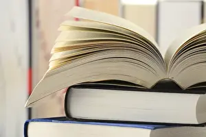 Composition With Books Prints: Composition with stack of books on the table
