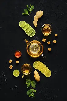 Healthy Beverage Prints: Composition with tonic drink with ginger