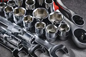 Metal Manufacturing Process Prints: Composition with a variety of metal tools