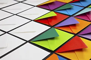 Holiday Composition Prints: Composition with white and colored envelopes on the table