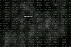 Digital Data Transmission Prints: Computer matrix with word Shitstorm, Germany
