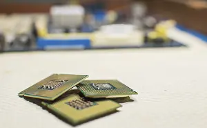 Electronic Components Prints: Computer microprocessors, three computer processors