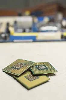 Electronic Components Prints: Computer microprocessors, three computer processors