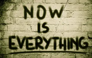 Symbolic Picture Of Progress Prints: Now Is Everything Concept