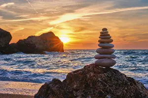 Stone Stacking Art Prints: Concept of balance and harmony