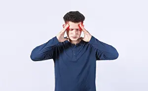 Man With Headache Prints: Concept of a man with a headache