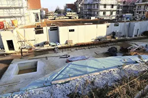 House Building Process Prints: Concrete work on a construction site
