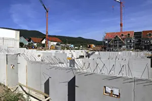 House Building Process Prints: Concrete work on a construction site