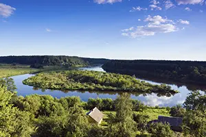 Prints of Conflux of Nemunas and Merkis Rivers near Merkine, Dzukijos National Park, Lithuania, Europe River Prints: Nemunas and Merkis Rivers Confluence Print, Lithuania