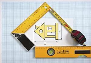 Construction Drawings Prints: Construction drawings and tools on graph paper