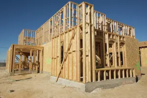 Blueprints For Homes Prints: Construction Home Framing Abstract