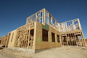 Blueprints For Homes Prints: Construction Home Framing Abstract