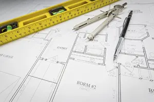 Real Estate Construction Plan Prints: Construction level, engineer pencil