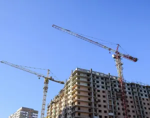 Blue Sky Construction Site Prints: Construction of a new house
