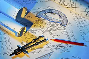 Residential Building Plans Prints: Construction plan for a residential building
