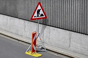 Road Traffic Information Sign Prints: Construction site signalling board