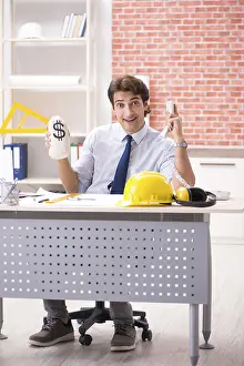 Construction Supervisor Prints: Construction supervisor working on blueprints