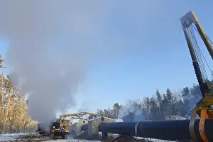 Images Dated 14th January 2024: During construction work on gas pipelines in remote