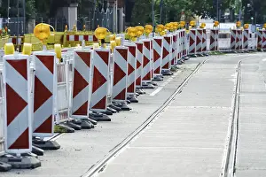 Central European Roads Prints: Construction work on a road, Germany