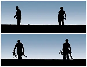 Construction Site Prints: Construction workers work on building site