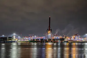 Northern Germany Logistics Prints: Container gantry cranes on the Elbe