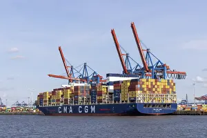 Container Ship Hamburg Prints: Container ship, Burchardkai container terminal