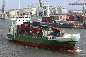 Container Ship Prints: Containership in a harbour, dockside
