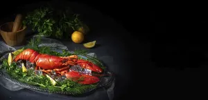 Seafood Meal Prints: The cooked lobster on ice