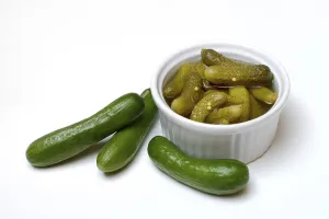 Pickled Vegetables Prints: Cornichons in shell and young cucumbers