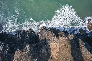 Cornwall Coastline View Prints: Top Down over Cornwall Coastline