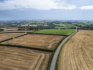 England Countryside Views Prints: Cornwall Fields and Farms from a drone