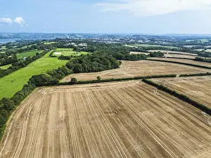 British Countryside Landscape Photo Prints: Cornwall Fields and Farms from a drone