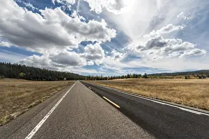 US America Travel Photography Prints: Country road with dramatic clouds