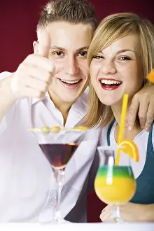 Female Drinker Prints: The couple with drinks at bar