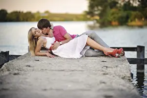 Caucasian Couple Photo Prints: Couple on sunset