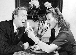 Black And White Couple Photo Prints: Couple at the table in 1946