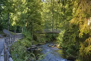 Southern Germany Nature Scenery Prints: Course of the river Enz with bridge