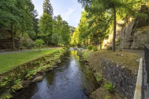 Spa Garden Bad Wildbad Prints: Course of the river Enz in summer